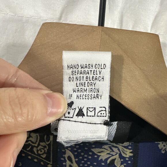 Koos Of Course Mixed Pattern Blue Black Button Up Shirt Womens Size L Lagenlook - Picture 9 of 12